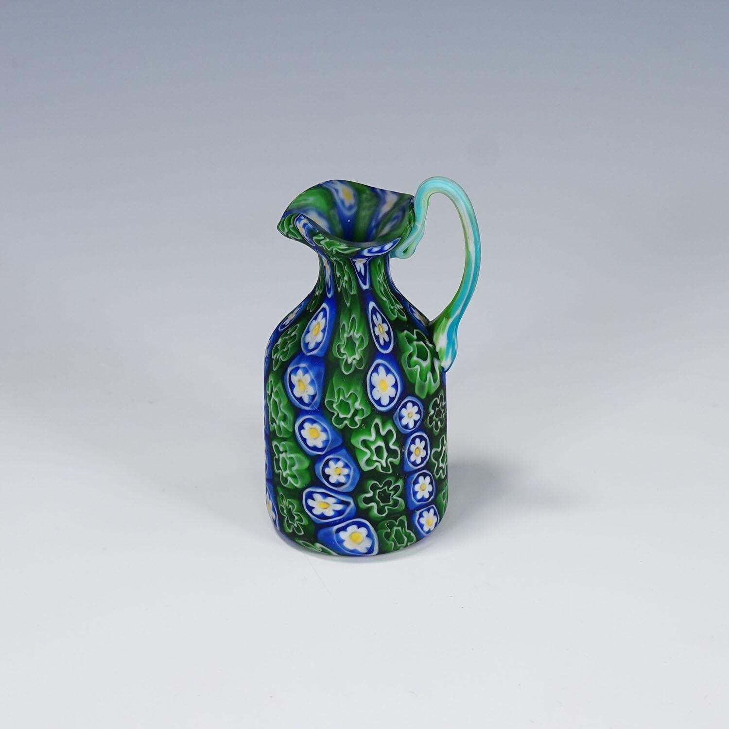 Antique Millefiori Jug In Blue And Green, Fratelli Toso Murano Ca. 1920s photo Home Decor