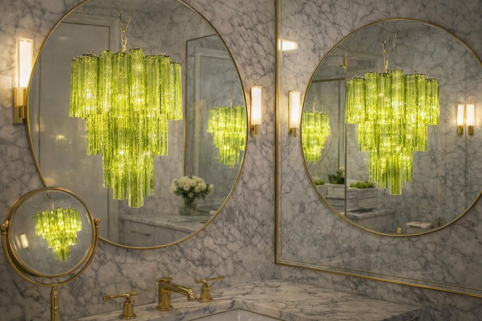 Pair Italian Chandeliers In Murano Glass photo Lighting