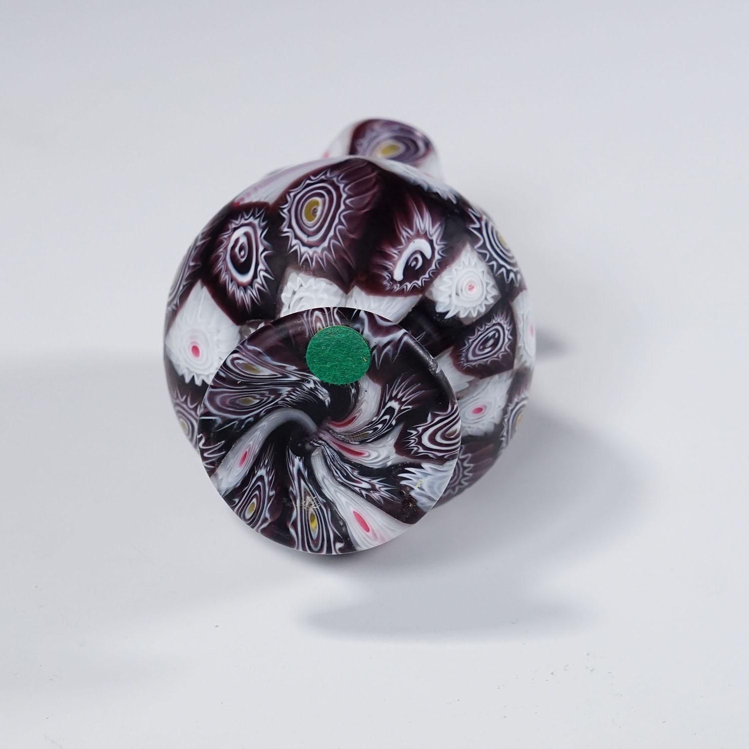 Antique Millefiori Vase In Violet And White, Fratelli Toso Murano Ca. 1920s photo vinterior