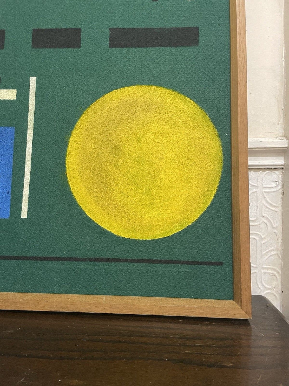 Large Mid Century Modernist  Abstract Oil Painting On Felt 1980s Signed German? photo vintage