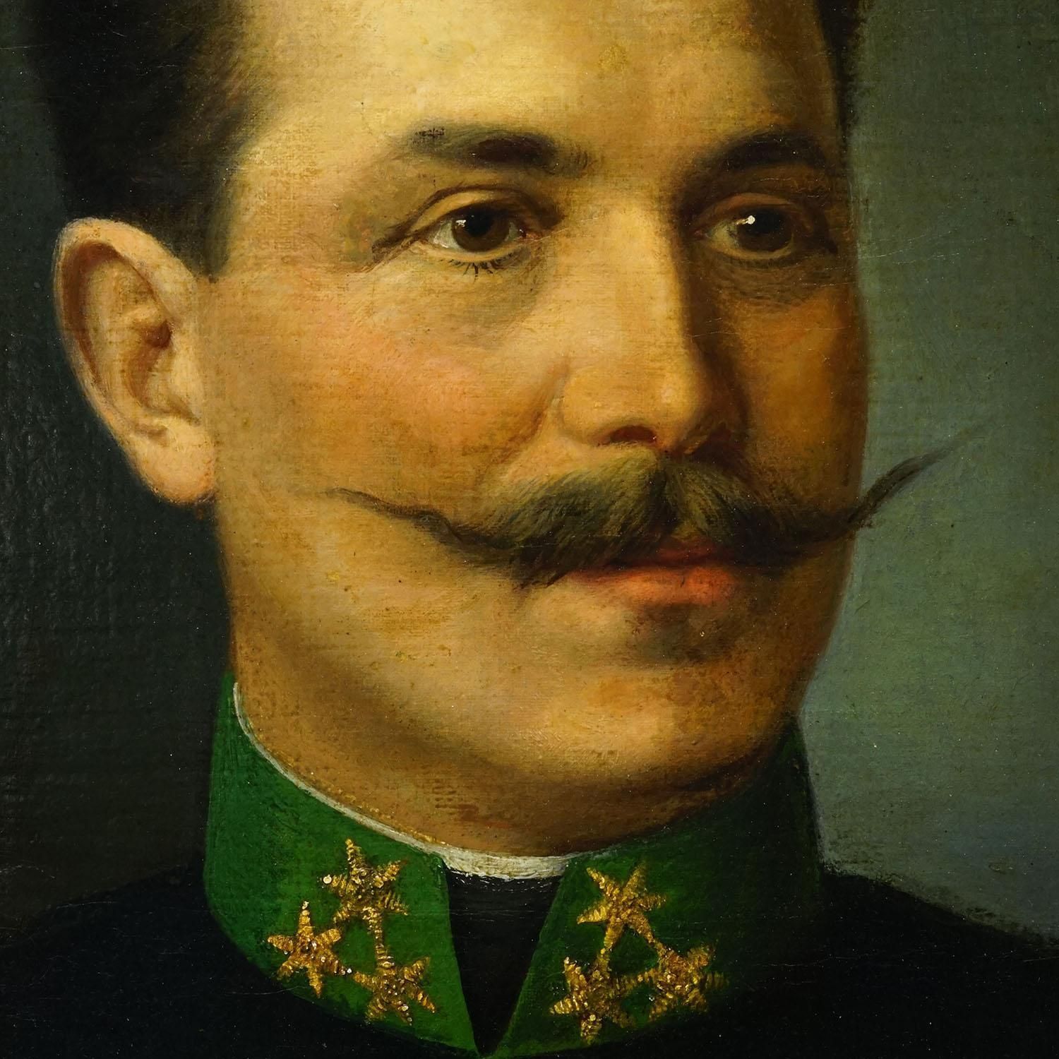 Antique Oil Painting Portrait Of An Austrian Folksy Man, Vienna 1892 photo Art