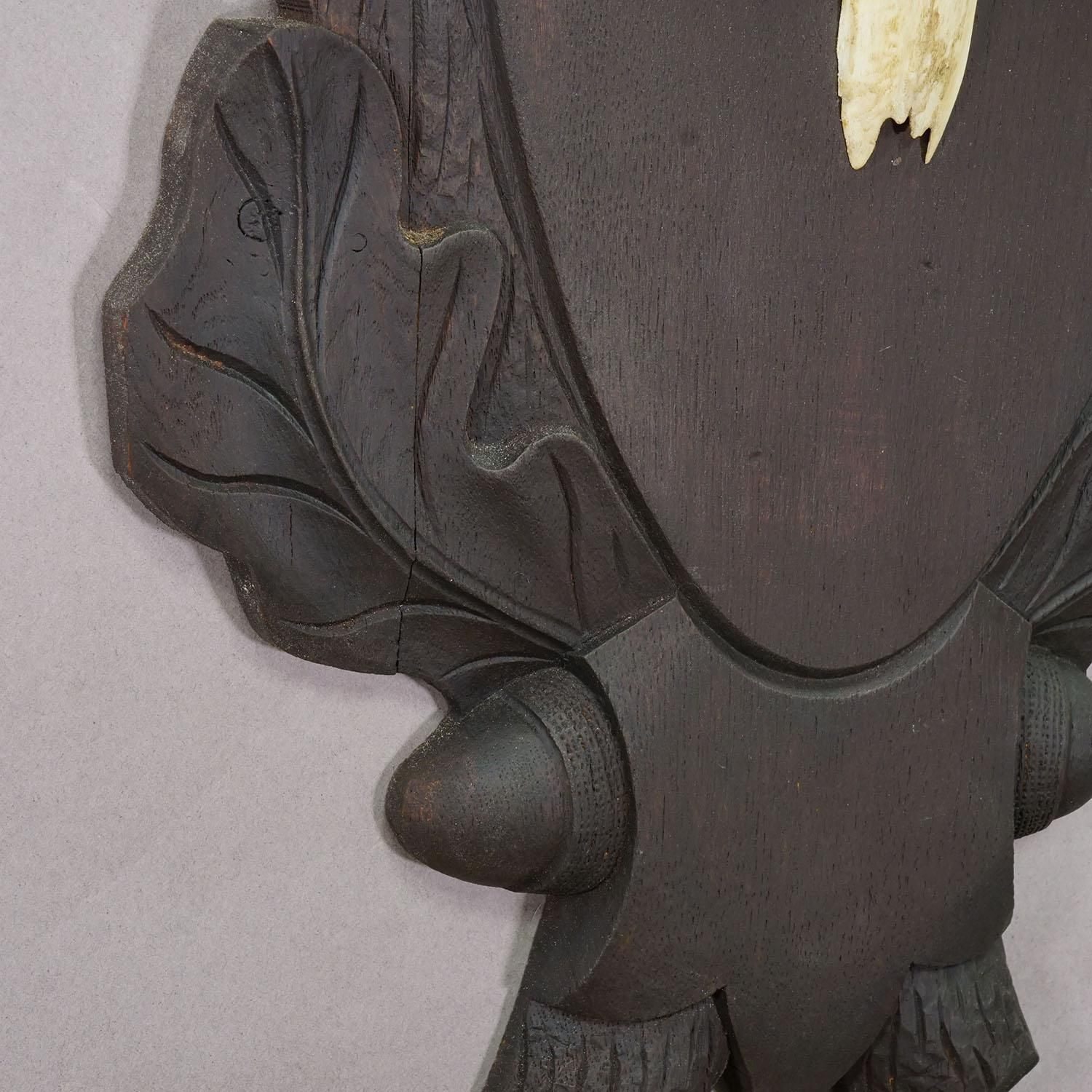 Large Black Forest 8 Pointer Red Deer Trophy On Carved Plaque   Germany Ca. 1940 photo vinterior