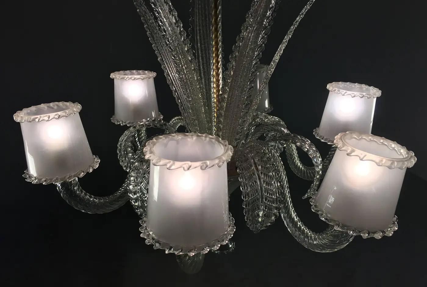 Amazing Chandelier By Barovier & Toso, Murano, 1940s photo for sale