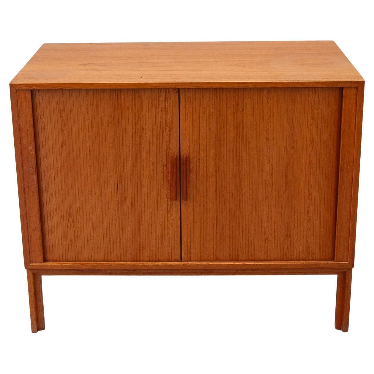 Kai Kristiansen Small Sideboard With Tambour Doors, Made In Denmark