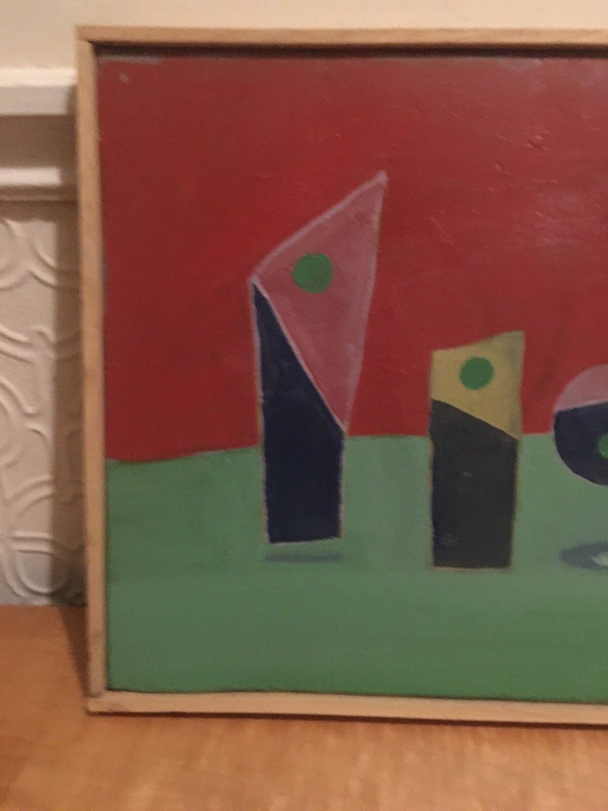 Vintage Oil Painting Still Life/Abstract 1974 Signed K C Modernist Mid Century photo Art
