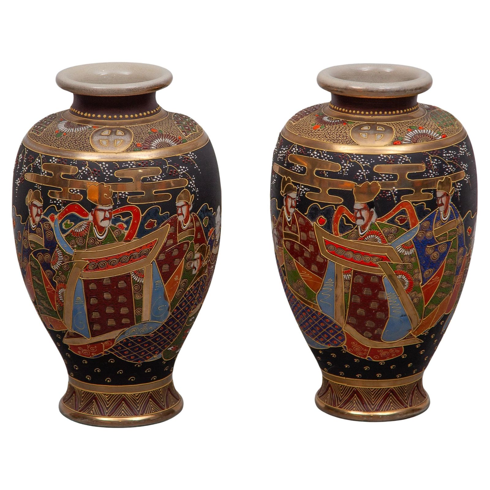 Set Of Two Satsuma Vases, Japan, 1920