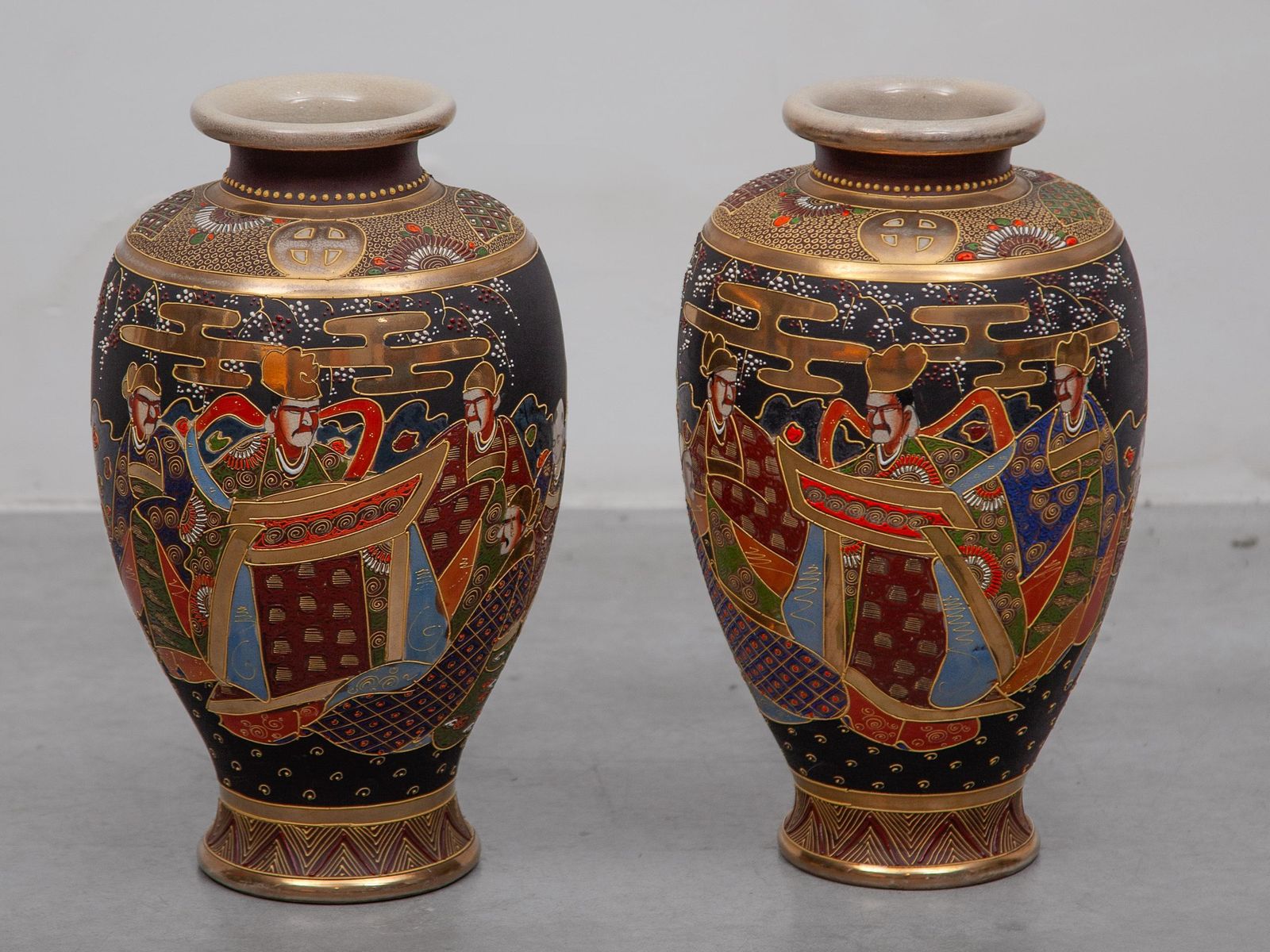 Set Of Two Satsuma Vases, Japan, 1920 photo Home Decor