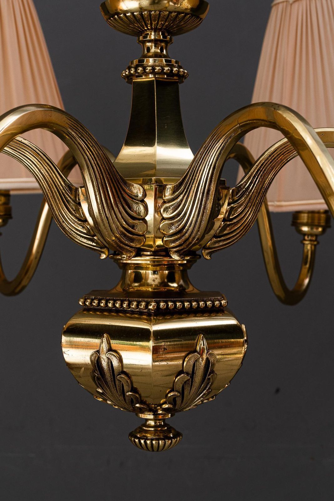 photo for sale Art Deco Chandelier With Fabric Shades Vienna Around 1920s