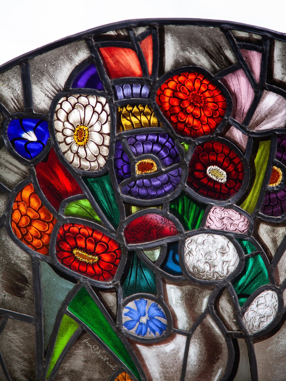 Decorative Flower Stained Glass Window By The Dutch Artist Joop Van Den Broek photo 2959.0