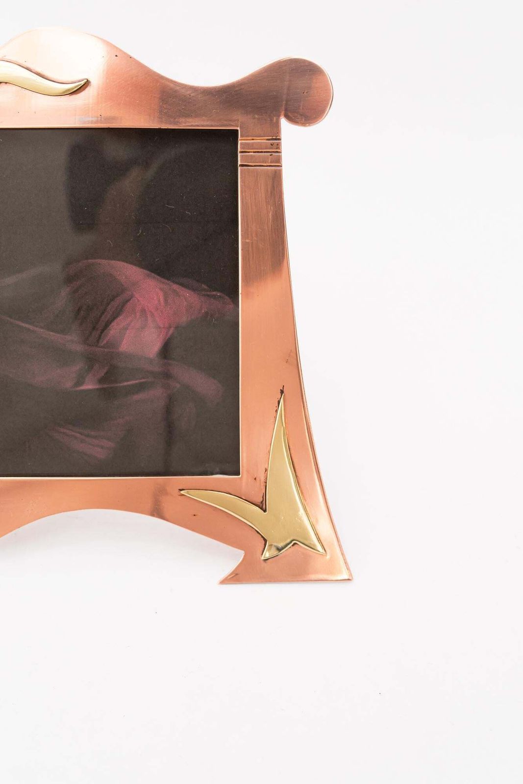 Copper And Brass Art Deco Picture Frame With Glass Around 1920s photo 194.0