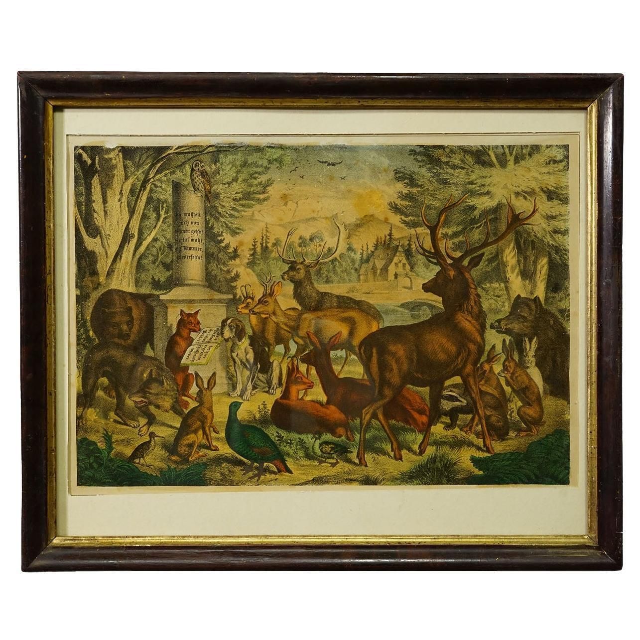 Antique Print 'The Hunters Tomp', Germany Late 19th Century