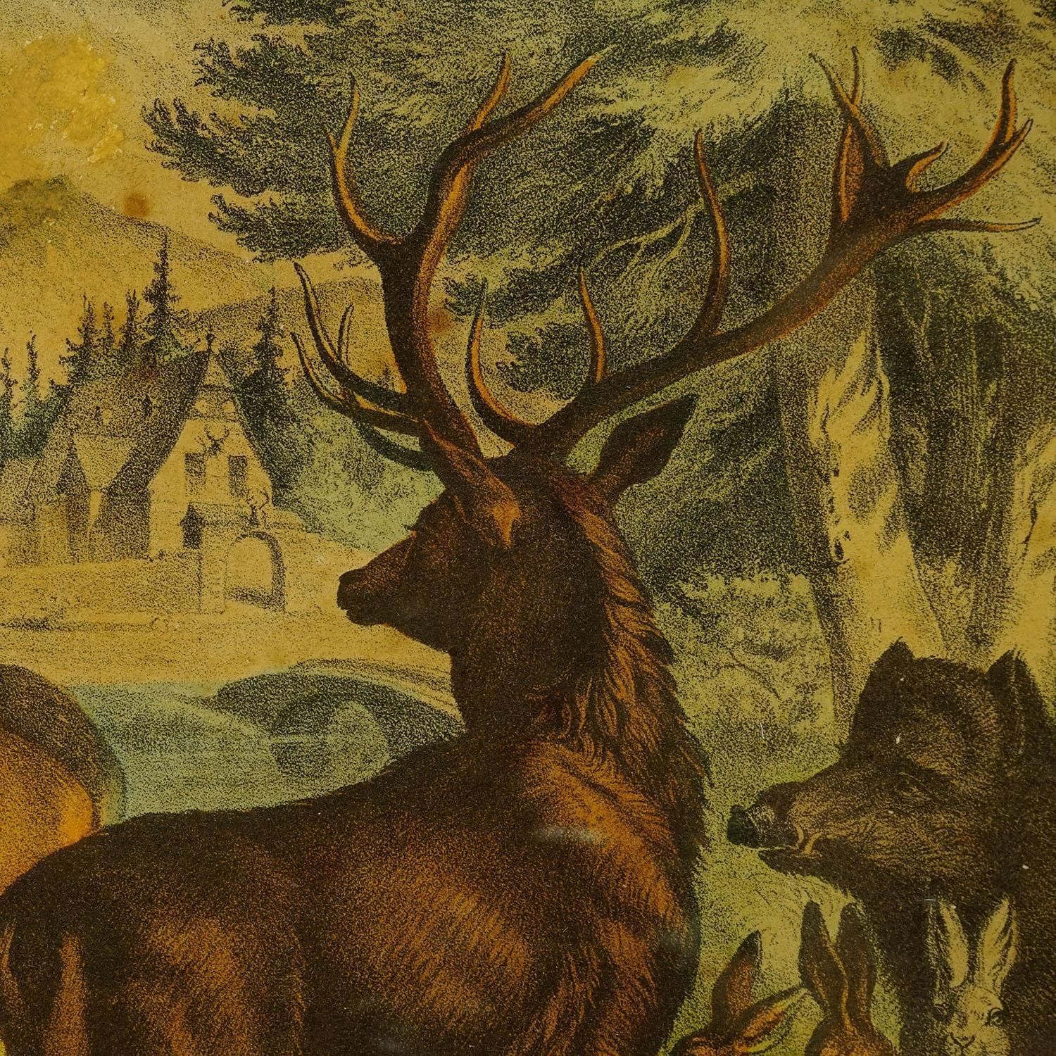 Antieke Prent 'The Hunters Tomp', Duitsland, Eind 19e Eeuw photo vinterior