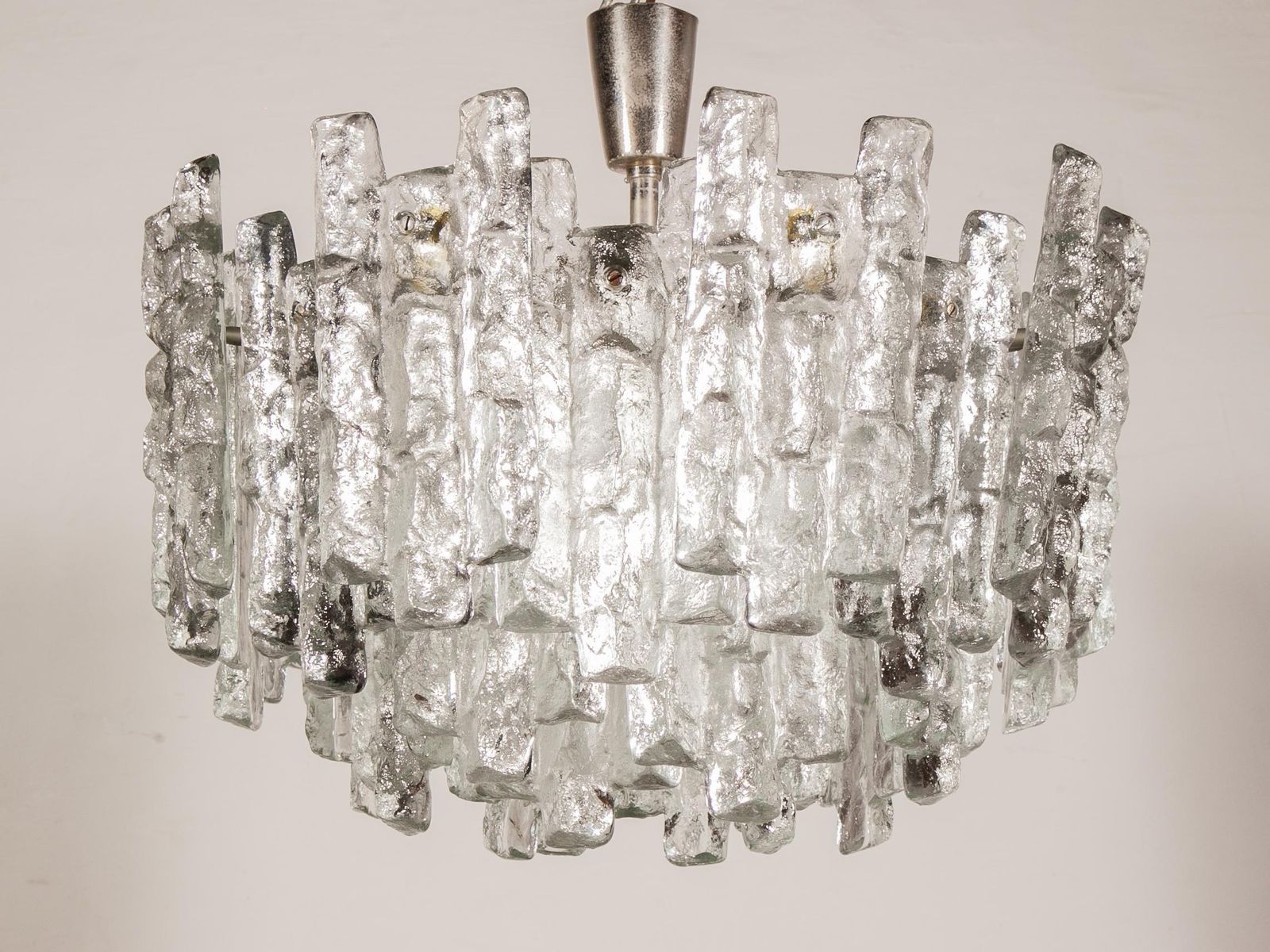 Large Jt Kalmar, Austria, Murano Glass Iced Blocks, Chandelier, 1960s photo 4055.0