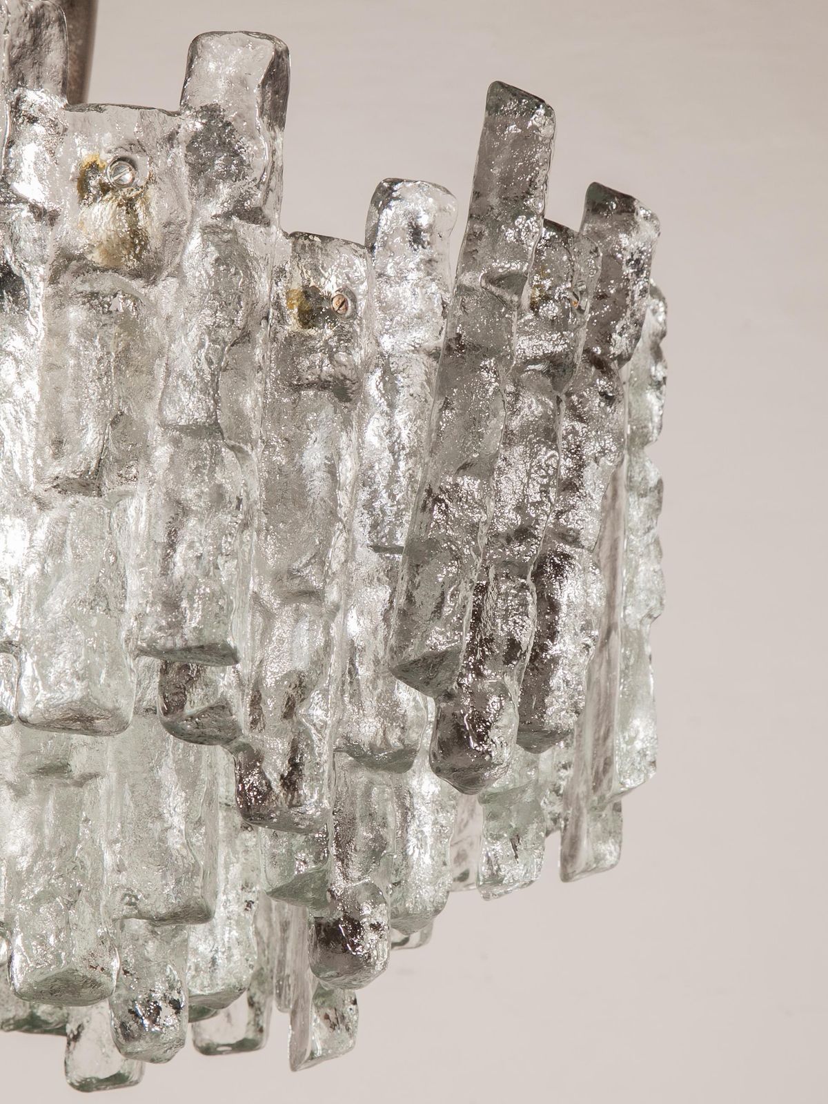 photo furniture Large Jt Kalmar, Austria, Murano Glass Iced Blocks, Chandelier, 1960s