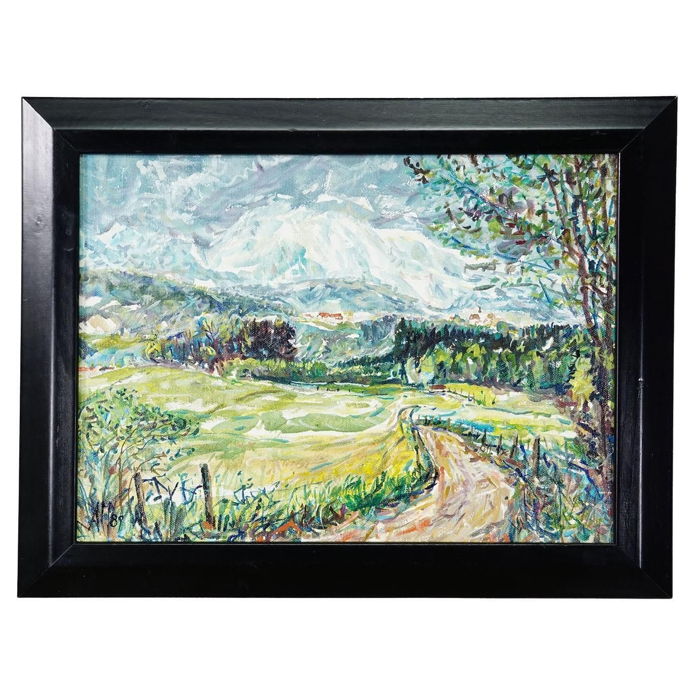 Landscape Steinhoegl Bavaria, 1989 – Oil Painting By Alexander Michael