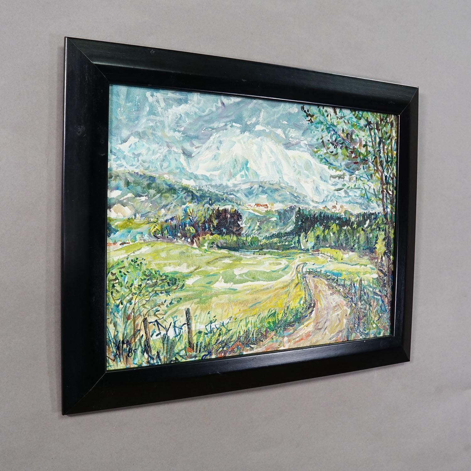 Landscape Steinhoegl Bavaria, 1989 – Oil Painting By Alexander Michael photo furniture