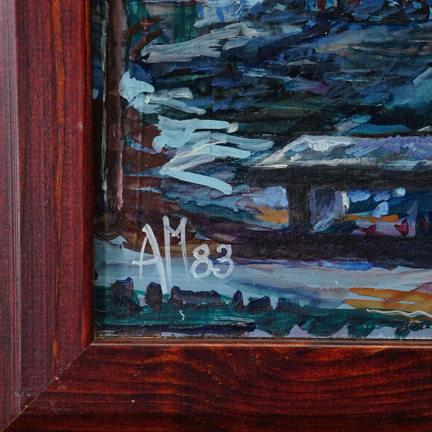Impressionist Style Oil Painting Moonlight Scene, 1983 – Alexander Michael photo 205.0