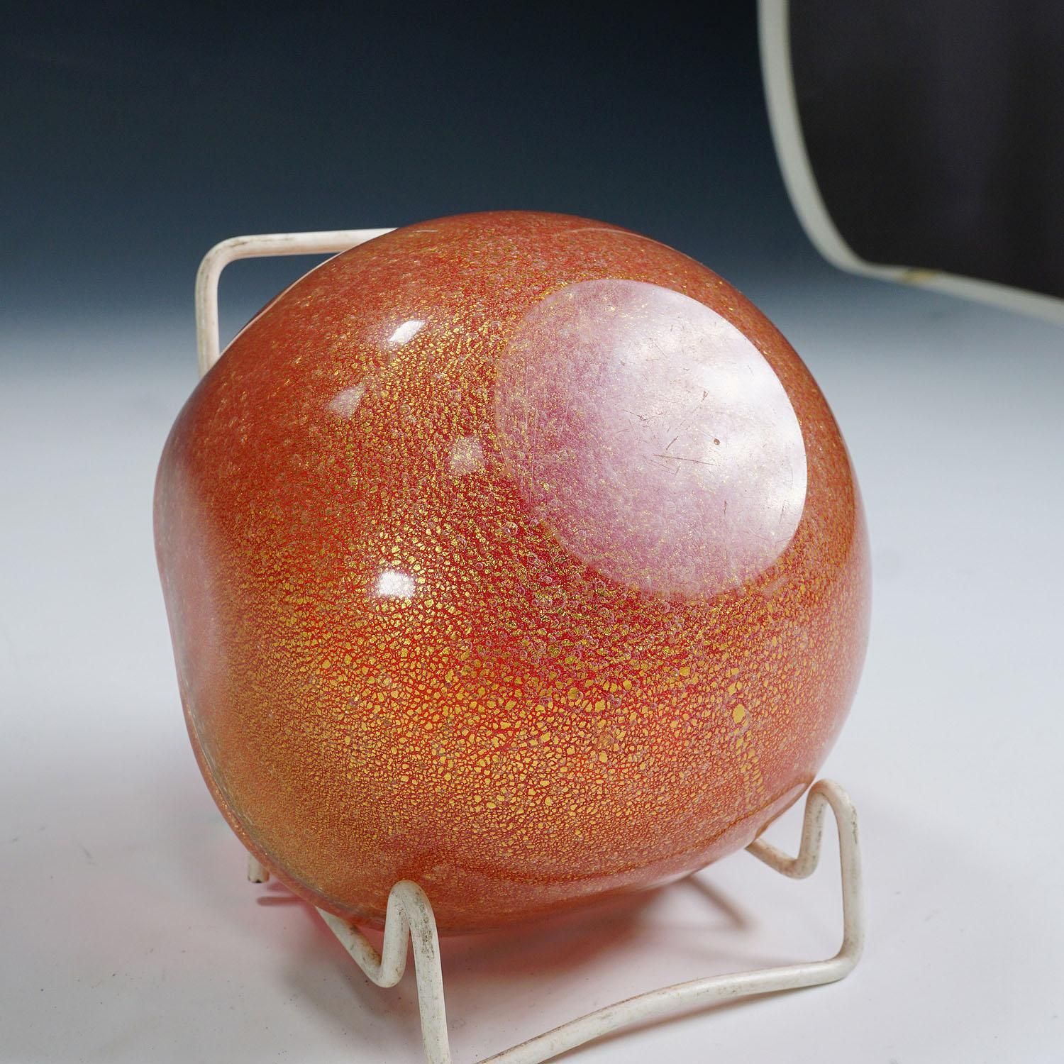 Bowl In Red Sommerso Glass, Flavio Poli For Seguso Murano 1940s photo buy