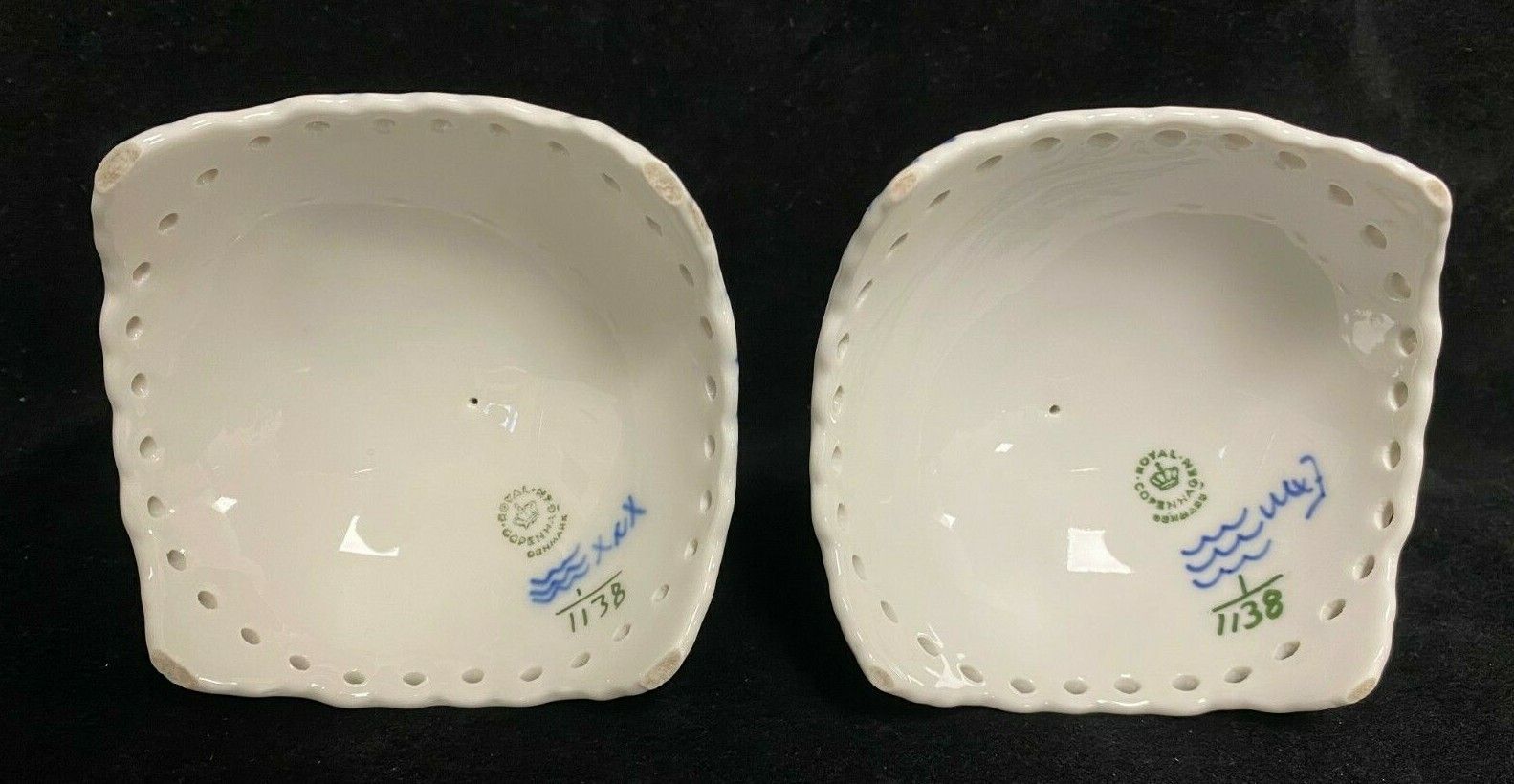 Home Decor Royal Copenhagen Porcelain Blue Lace Pair Candlesticks Full Blue Lace photo