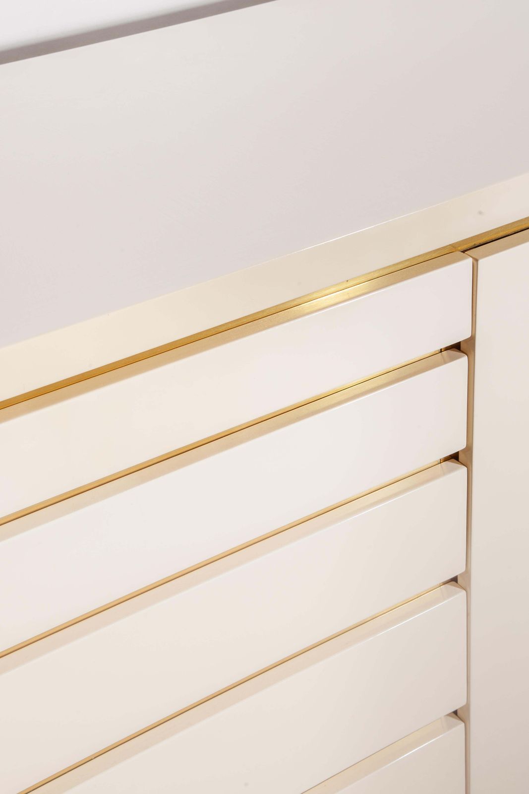 White Lacquer And Brass Sideboard By Jean Claude Mahey, 1980s photo vinterior
