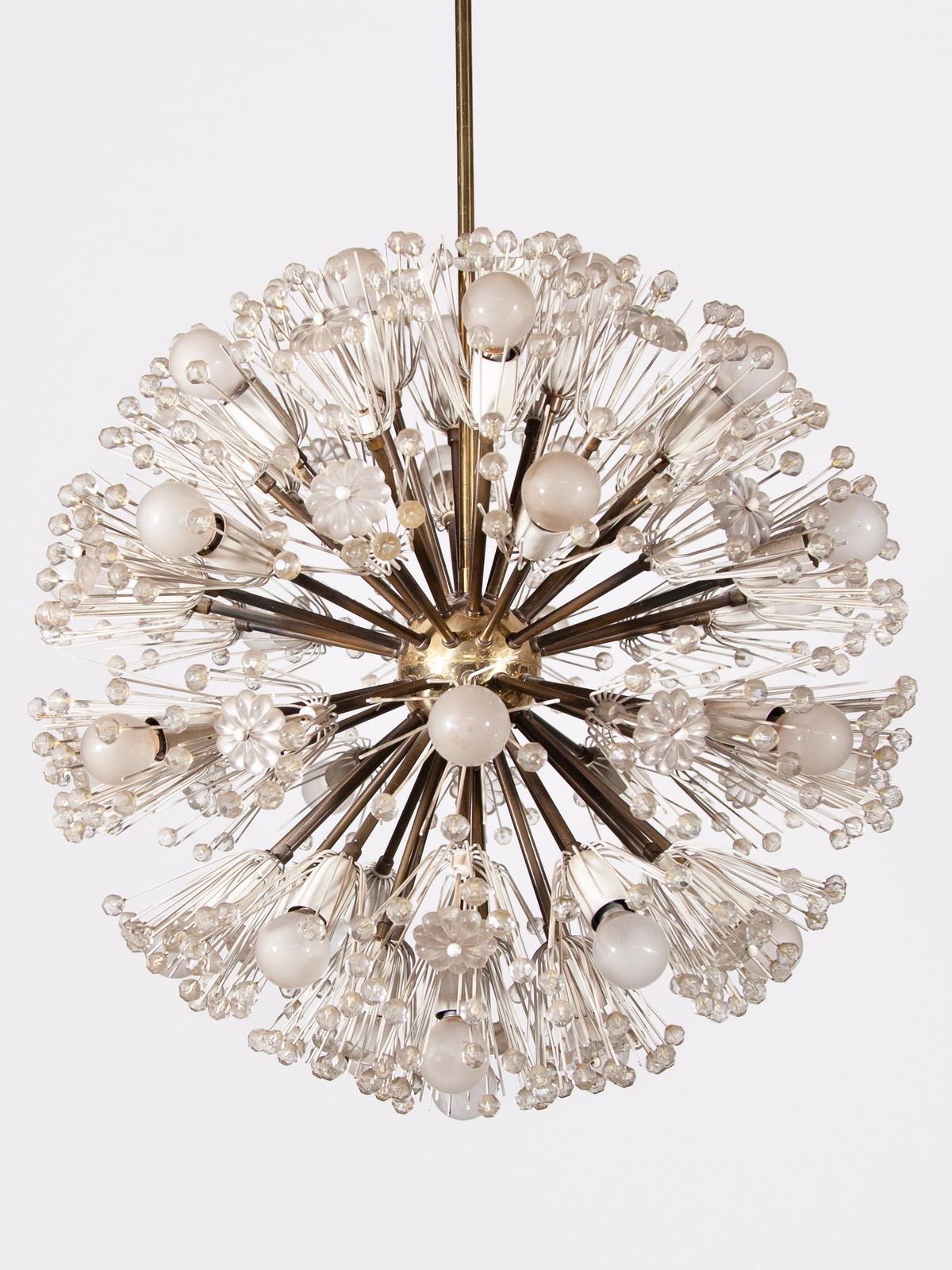 Brass And Glass Large Snowflake Chandelier By Emil Stejnar For Rupert Nikoll photo vinterior