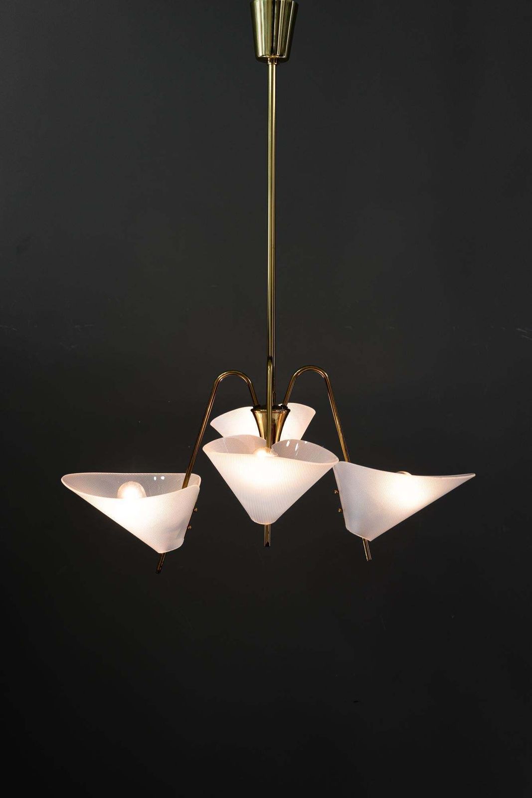 photo vinterior Rupert Nikoll Chandelier With Lucite Shades Vienna Around 1960s