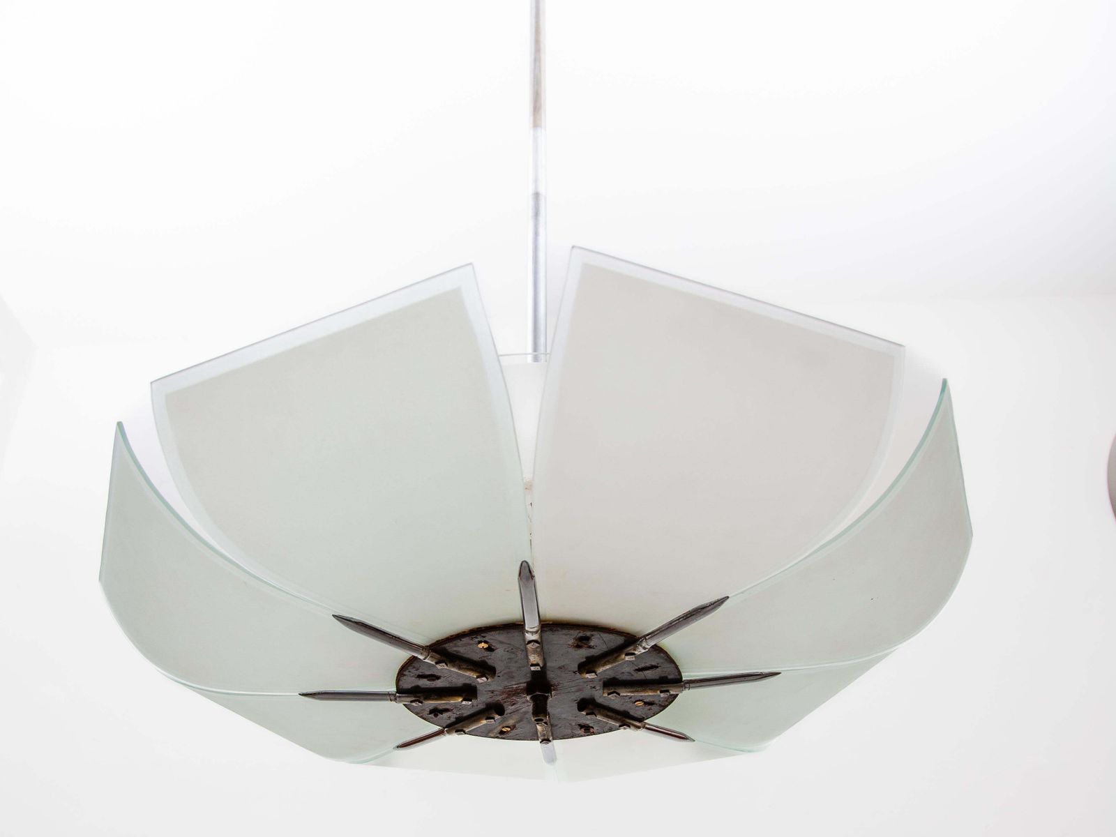 Art Deco Chandelier In Glass And Chrome, 1925, France, Modern Flower Design photo 6292.0