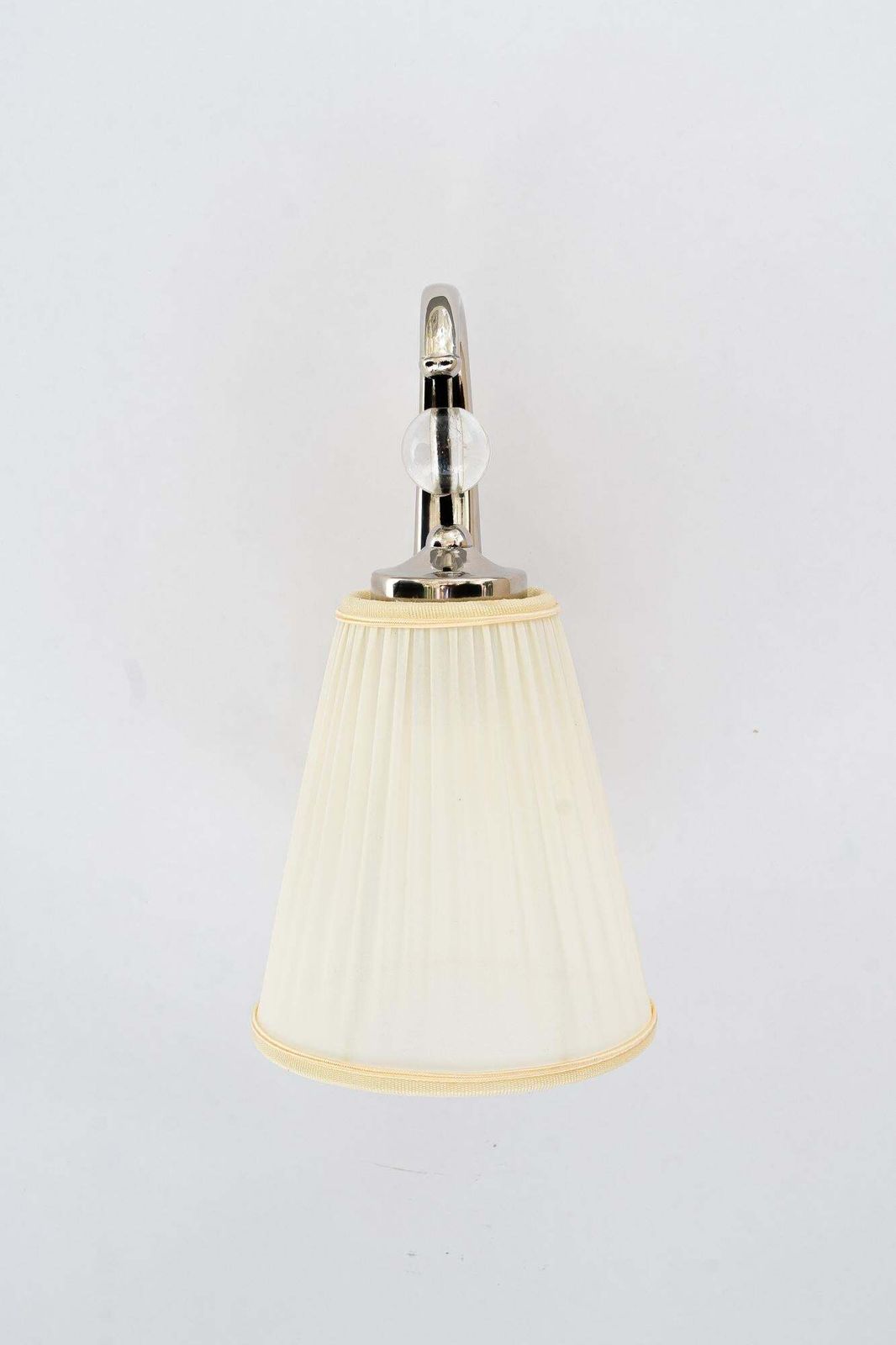 6x Art Deco Nickel   Plated Wall Lamps With Fabric Shades Vienna Around 1920s photo for sale