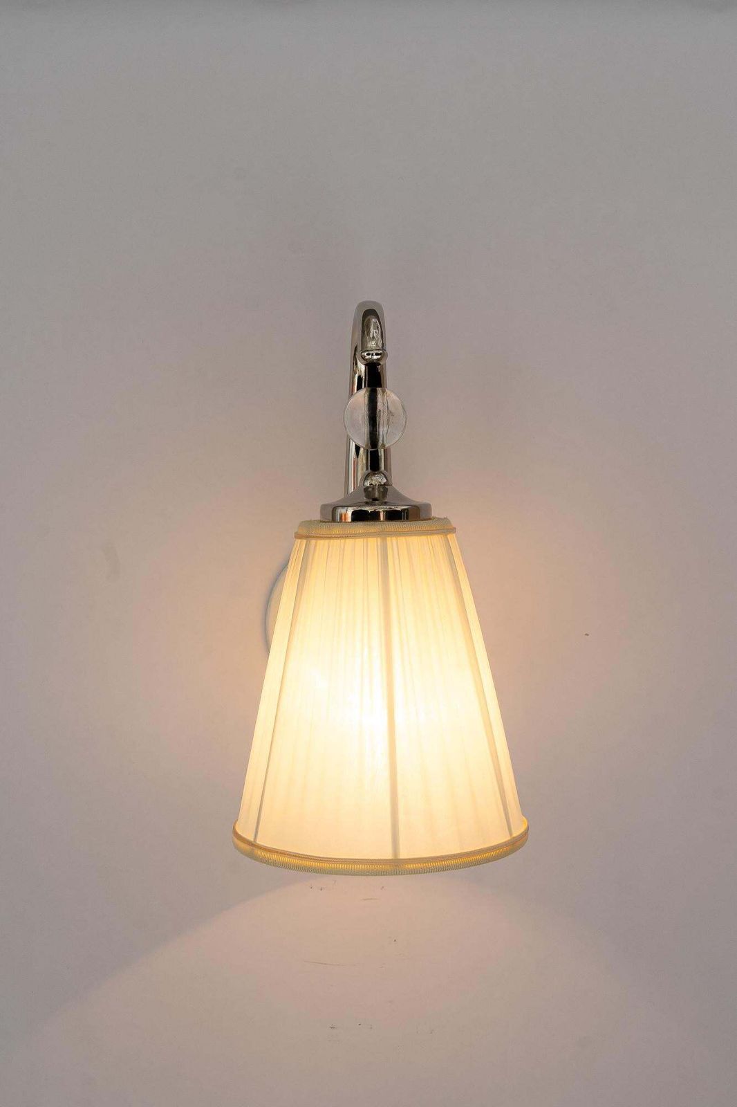 6x Art Deco Nickel   Plated Wall Lamps With Fabric Shades Vienna Around 1920s photo vintage