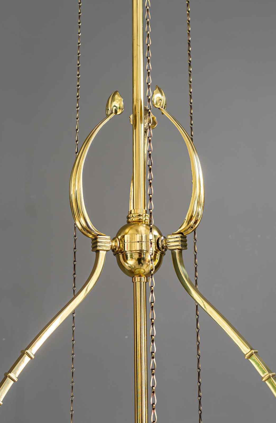 4871.0 Adjustable Floral Jugendstil Chandelier With Opaline Glass Shades Around 1910 photo