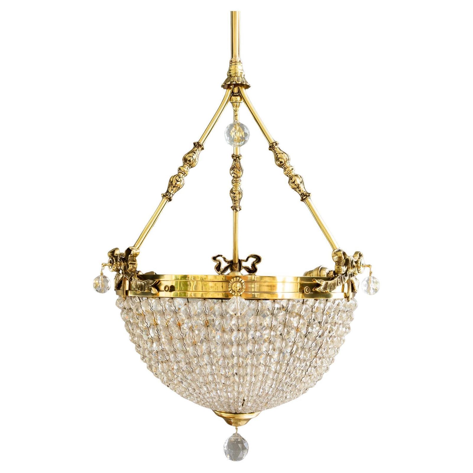 Historistic Crystal Basket Chandelier Vienna Around 1890s