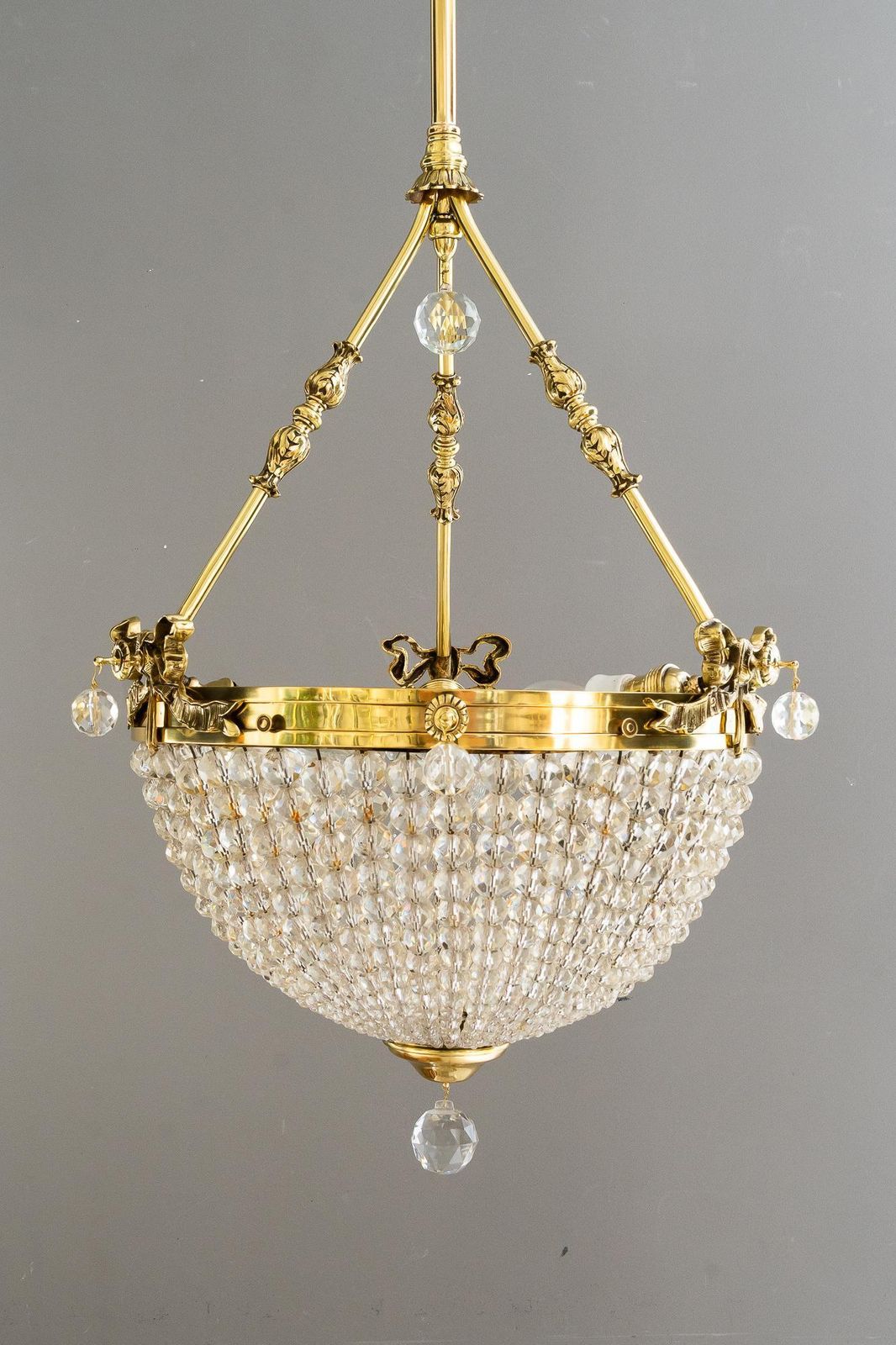Historistic Crystal Basket Chandelier Vienna Around 1890s photo for sale