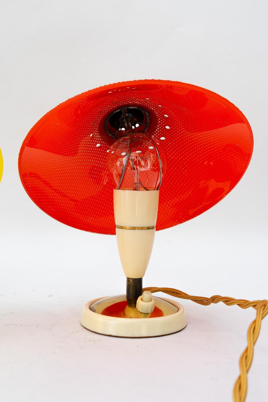 2 Rupert Nikoll Lucite Table Lamps Red And Yellow Vienna Around 1960s photo buy