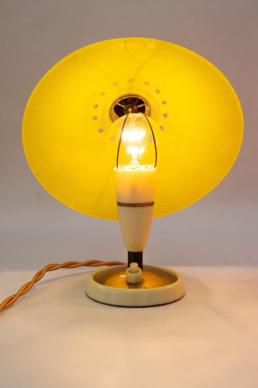 738.0 2 Rupert Nikoll Lucite Table Lamps Red And Yellow Vienna Around 1960s photo