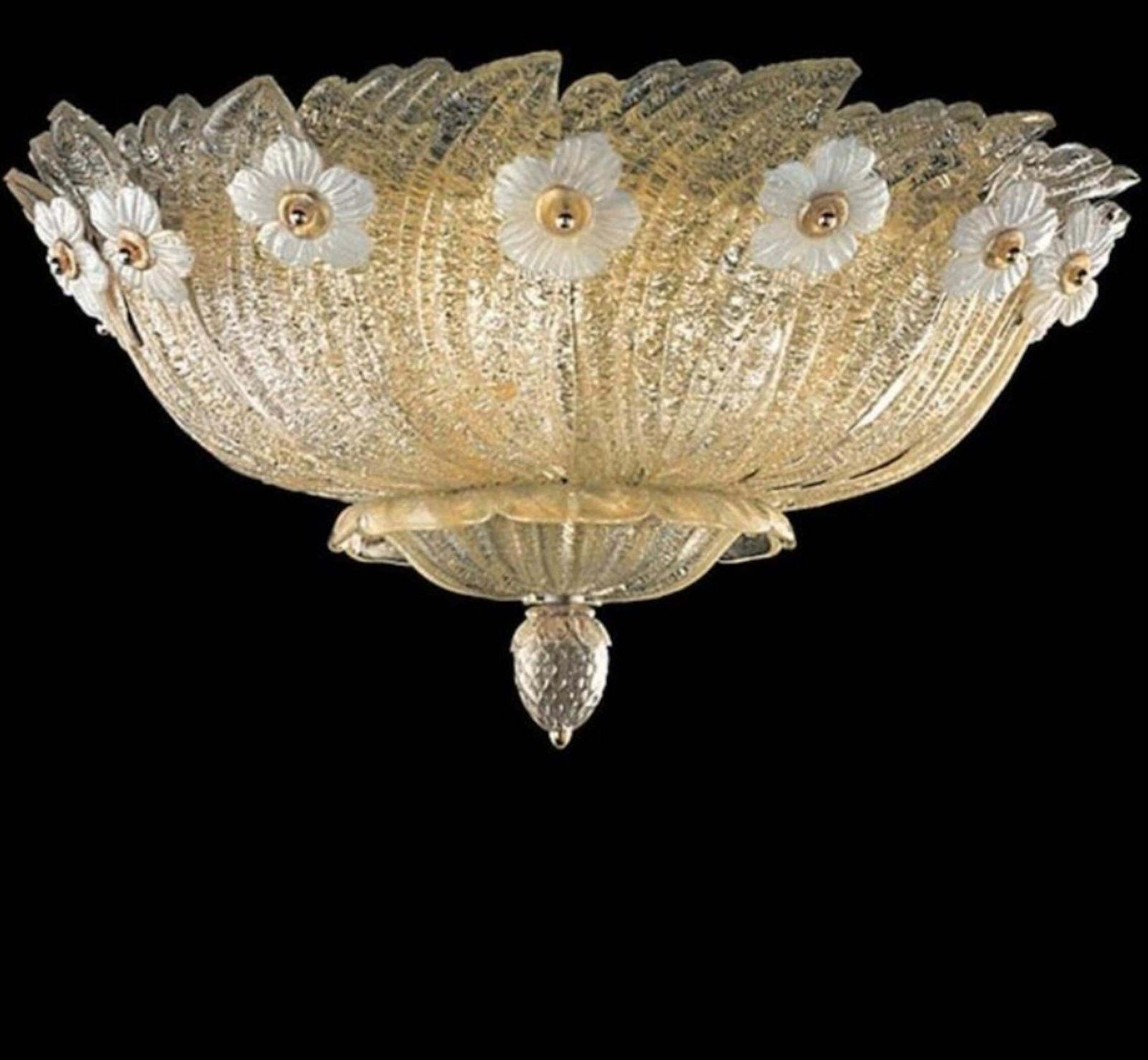 Pair Grand Hotel Ceilings Flush Mount By Barovier & Toso, Murano, 1980s photo furniture