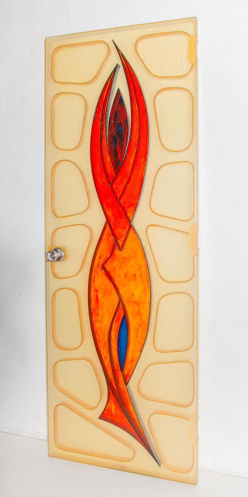 photo vinterior Set Of Two Fiber Glass Interior Doors With Stylized Figure, 1970s, Belgium