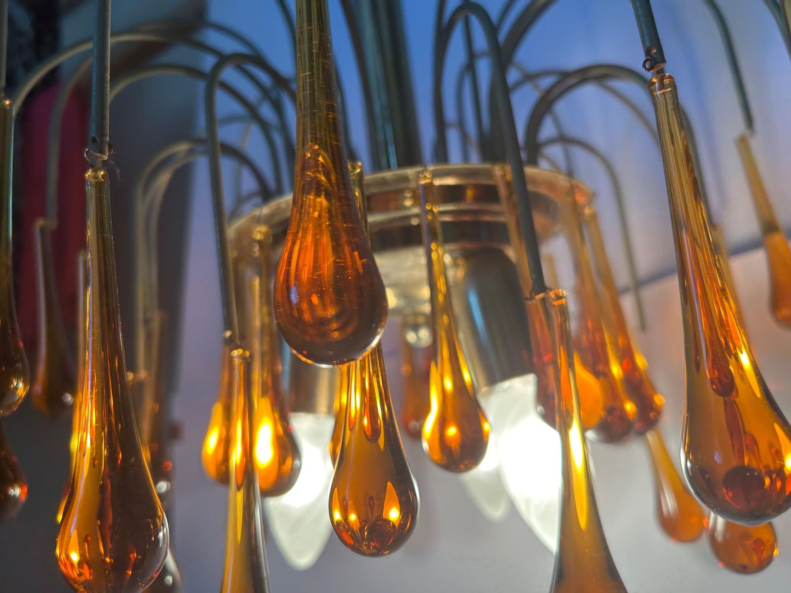 Golden Sunset, Magnificent Murano Chandelier, 1980's photo for sale