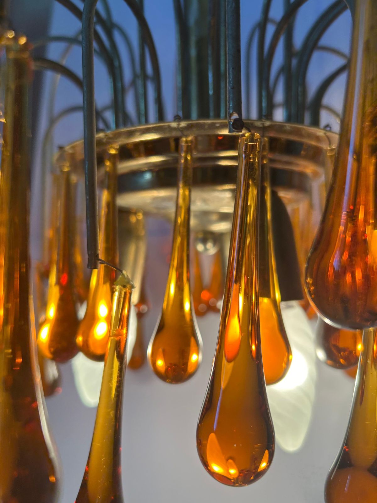 Golden Sunset, Magnificent Murano Chandelier, 1980's photo vintage