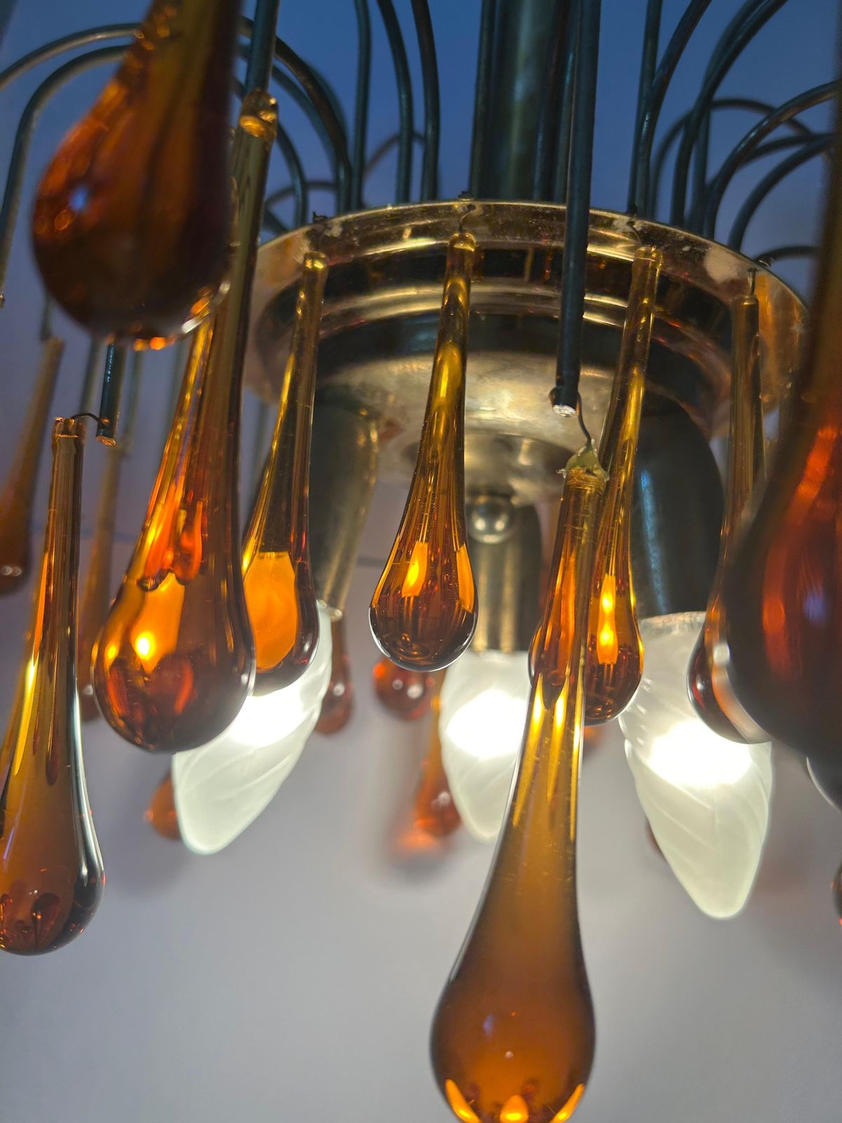 Lighting Golden Sunset, Magnificent Murano Chandelier, 1980's photo