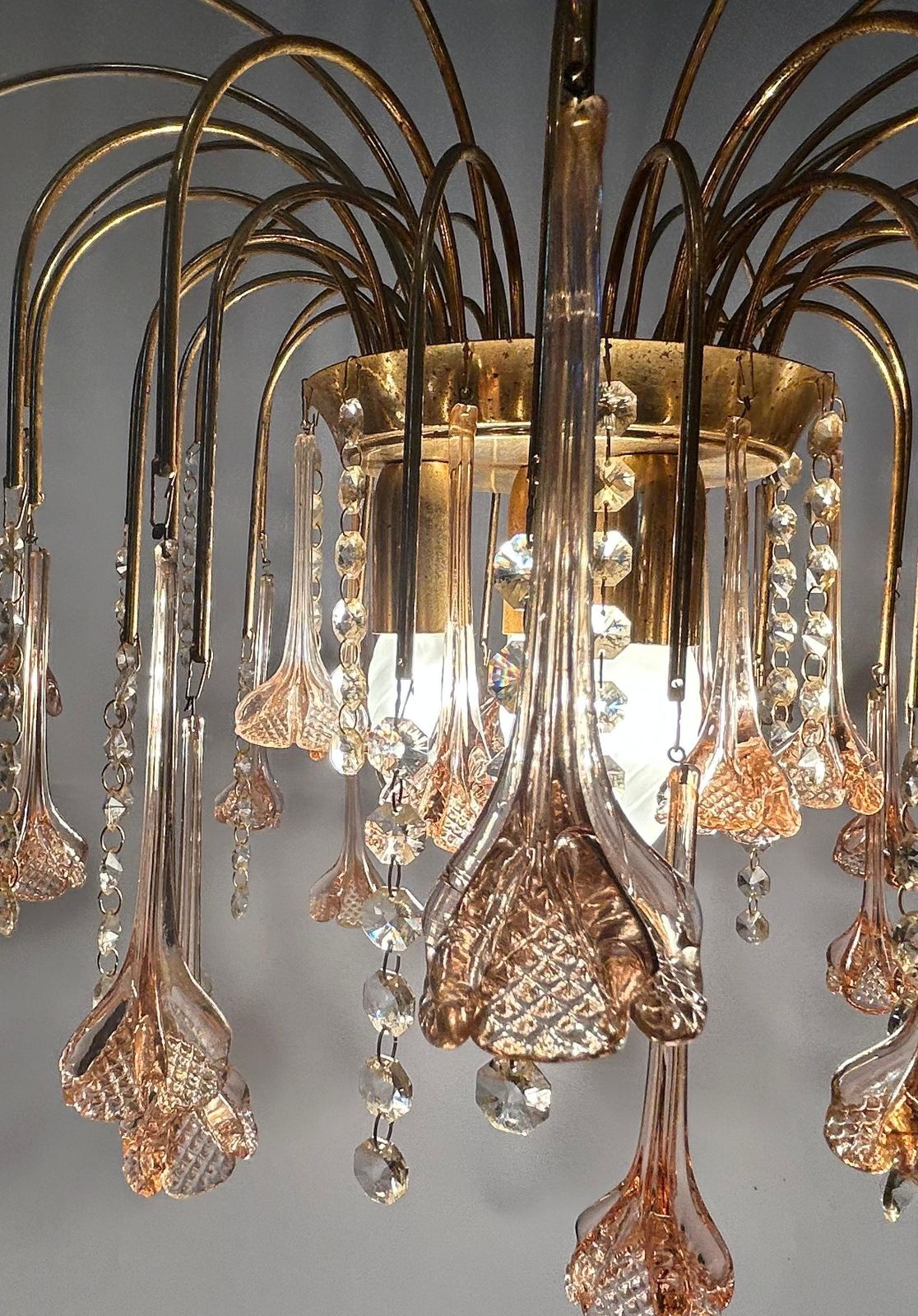 Semiramide, Gorgeous Pink Murano Chandelier, 1980's photo for sale