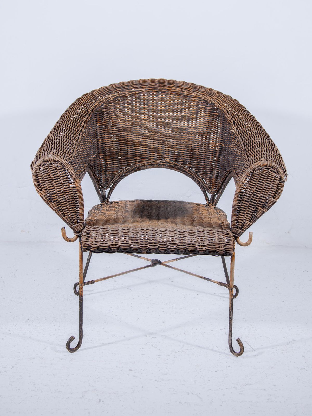1970s Wrought Iron Wicker Chair photo furniture