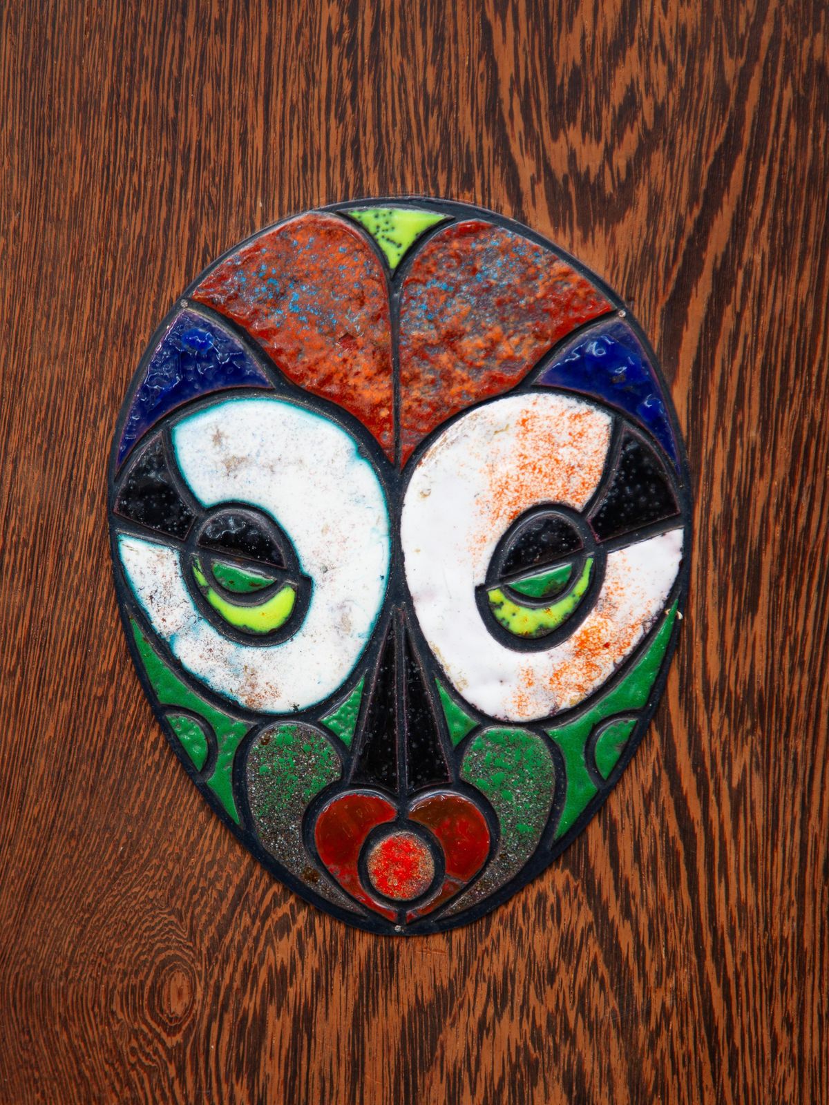 Wall Mounted Ceramic Five Tiles With Tribal Art Masks Designed By Roland Zobel photo 2193.0