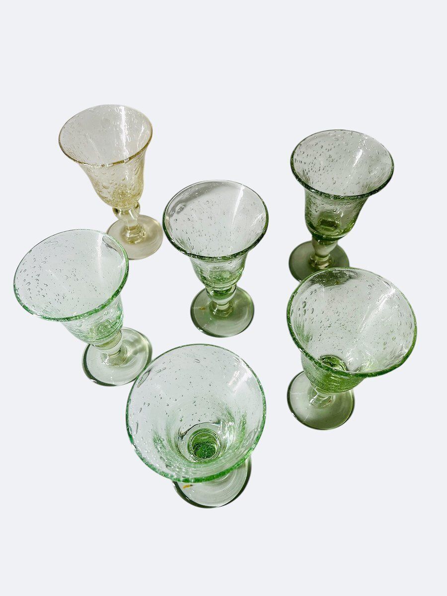 Bubbled Champagne Glasses From Biot, France, Set Of 6 photo for sale