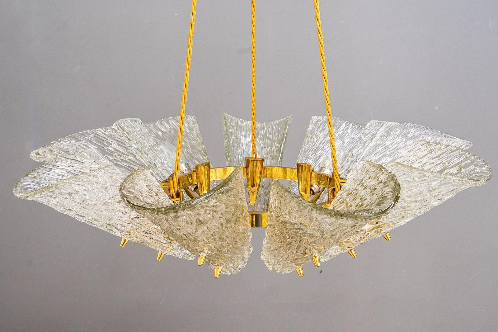 Big Chandelier By J.T. Kalmar With Structure Glass Around 1950s photo Lighting