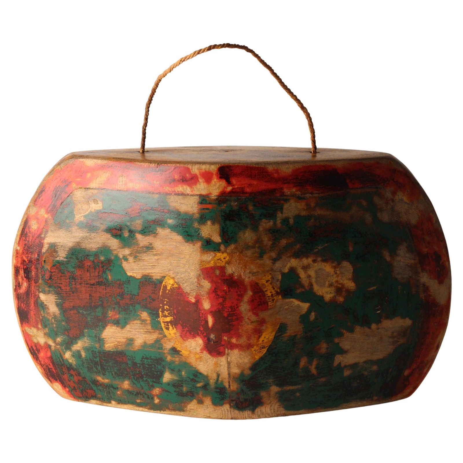 Indonesian Painted Buffalo, Cow Bell Decorative Folk Art Sculpture, Wall Art photo vintage