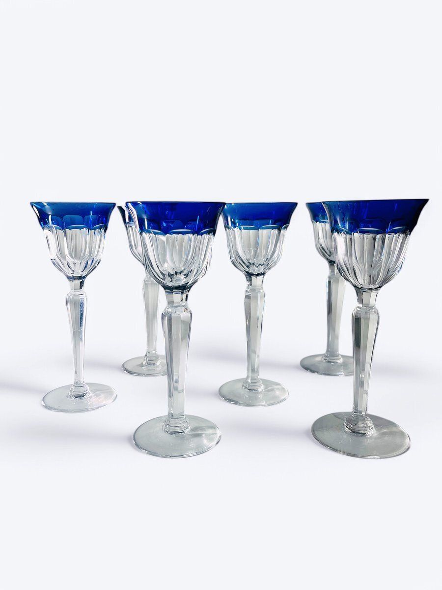 Crystal Champagne Glasses From Val Saint Lambert, Set Of 6