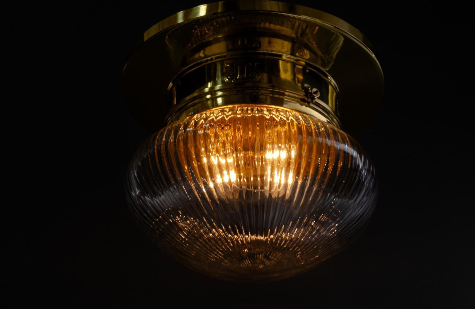 Big Art Deco Ceiling Lamp With Original Antique Glass Shade Vienna Around 1920s photo vintage