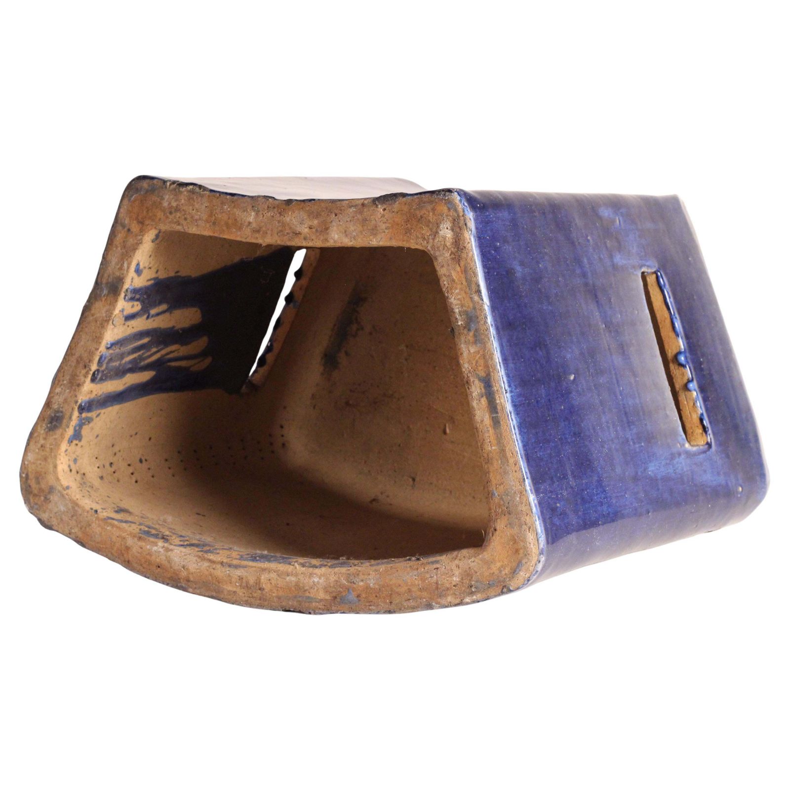 Set Of 4 Modular Blue Glazed Ceramic Garden Stools By Habitat/Conran Uk 1996 photo Garden Furniture