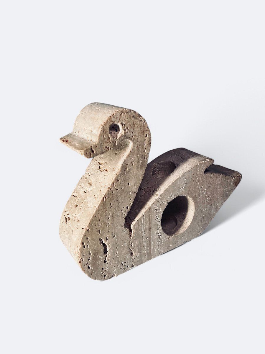 Travertine Swan Candleholder From Fratelli Mannelli, Italy, 1970s photo 244.0