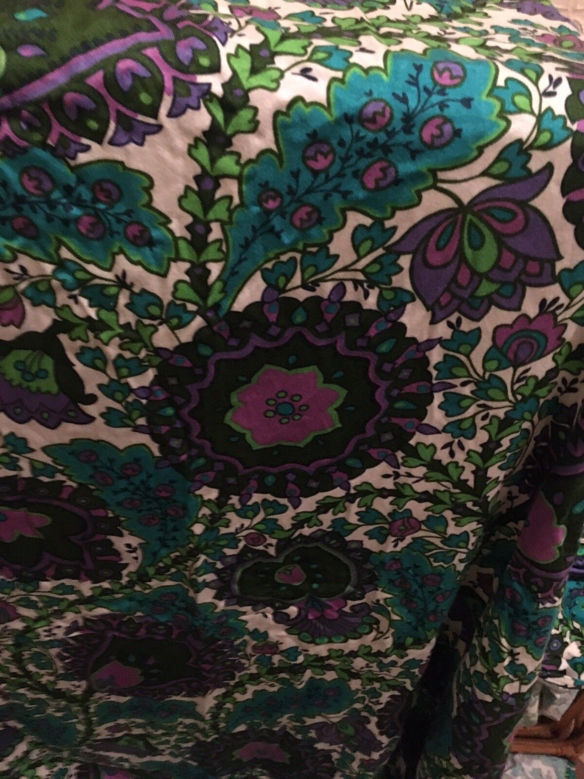 Vintage Psychedelic 1960s Fabric Curtain Material X2 Flower Power photo 53.0